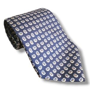 Lauren Ralph Lauren Silk Neck Tie Navy Blue Paisley Hand Finished USA 57"×4"